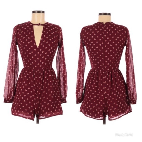 Abercrombie & Fitch Other - A&F | Maroon Long Sleeve Floral Romper